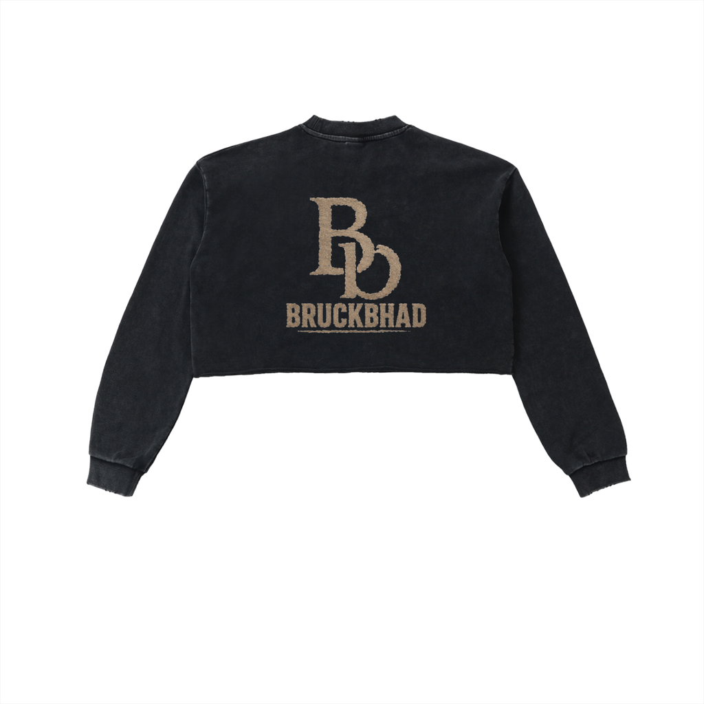 Snow Washed Raw Edge Cropped Sweatshirt